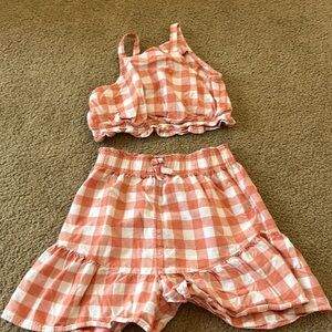 Girls checkered pink and white shorts outfit